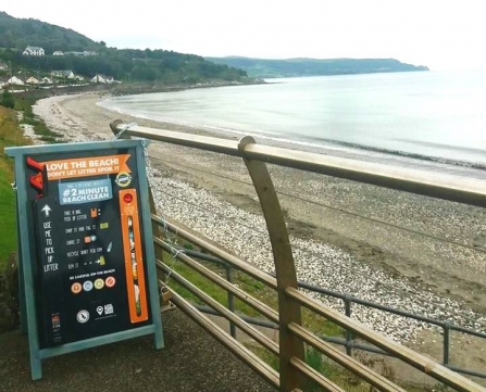 Beach clean board at Glenarm