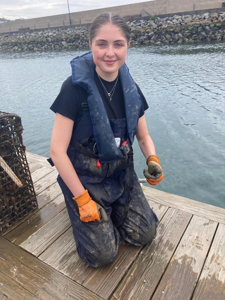 Jessica at the oyster nursery